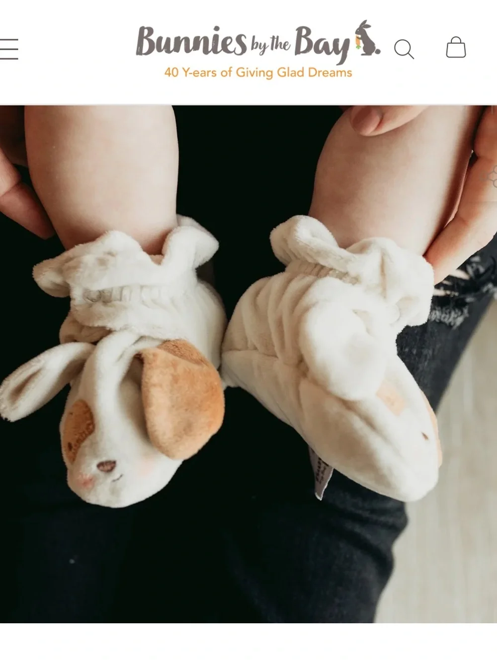 Bunnies by the Bay Plush Puppy Baby Booties Cream Brown, 0-6M